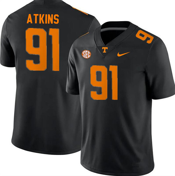 Tennessee Volunteers #91 Doug Atkins College Football Jerseys Stitched Sale-Black